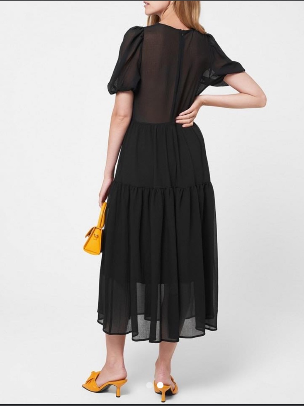 Never Fully Dressed Black Tiered Puff Sleeve Midi Dress - Picture 9 of 10